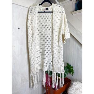 Long White Knit Cardigan